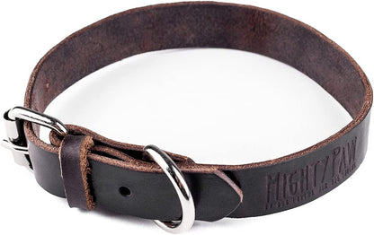 Leather Dog Collar - Genuine Distressed Leather - Strong Metal Buckle - Ultimate Comfort - Modern Style for All Dogs Breeds - Comfort Puppy Collar - (Small - Brown)