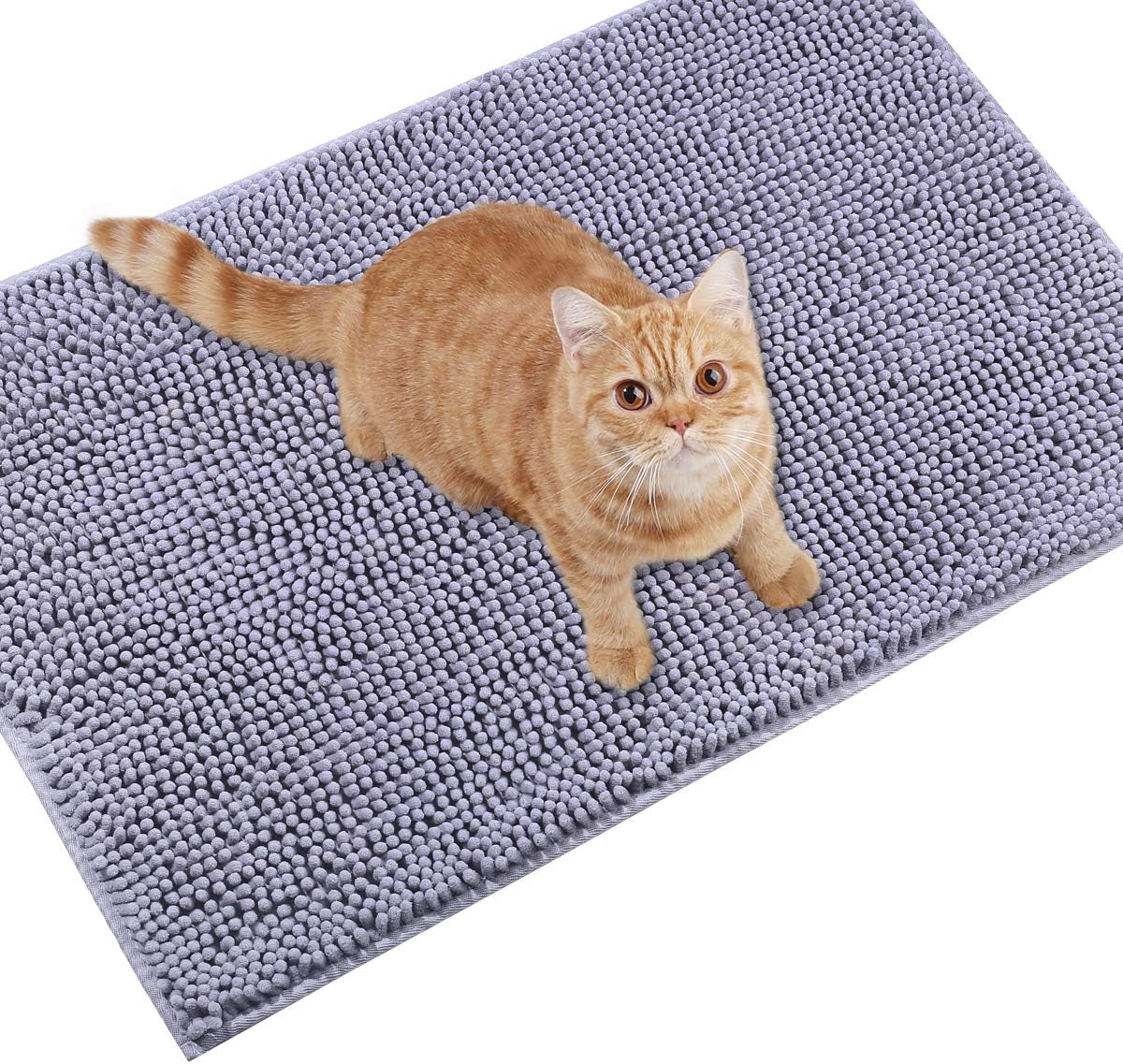 Cat Litter Mat, Litter Trapping Mat, 31"× 20" Cat Kitty Litter Rug with Waterproof Back, Super Soft for Cat'S Paws, Machine Washable, Grey