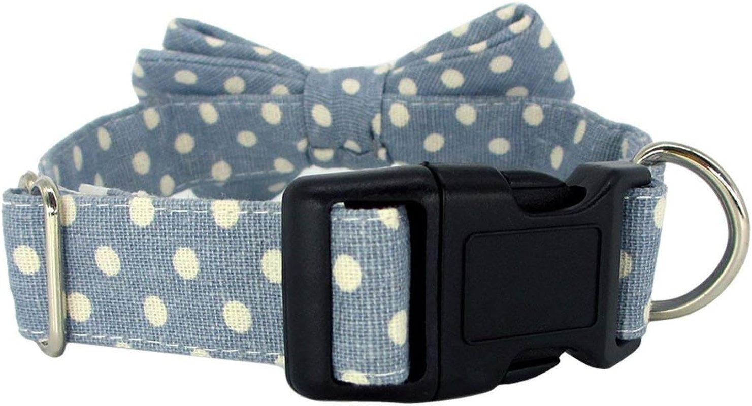 Kebs Kebocis Dog Bow Tie Collar with Detachable Bowtie Adjustable Polka Dots Neck Tie for Medium Dogs, Light Blue