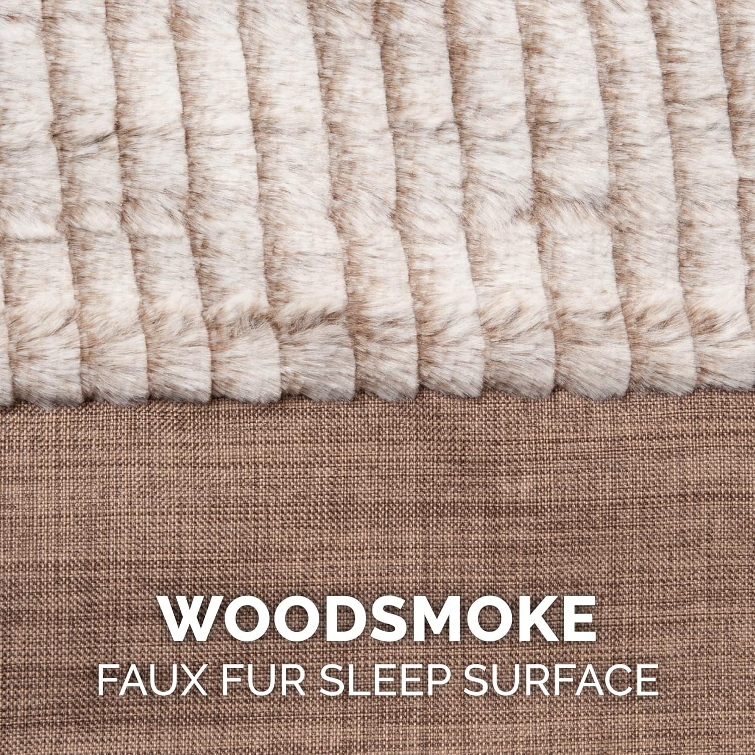 Memory Foam Dog Bed for Medium/Small Dogs W/ Removable Bolsters & Washable Cover, for Dogs up to 35 Lbs - Luxe Faux Fur & Performance Linen Sofa - Woodsmoke, Medium