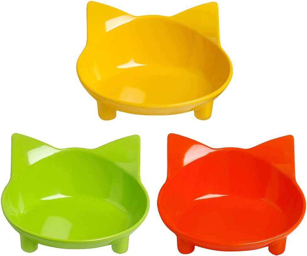 Cat Bowls, Non-Slip Food and Water Bowls for Cats & Dogs, Wide & Shallow Design to Prevent Whisker Fatigue, Safe Food-Grade Pet Dishes for Kittens, Puppies, Rabbits