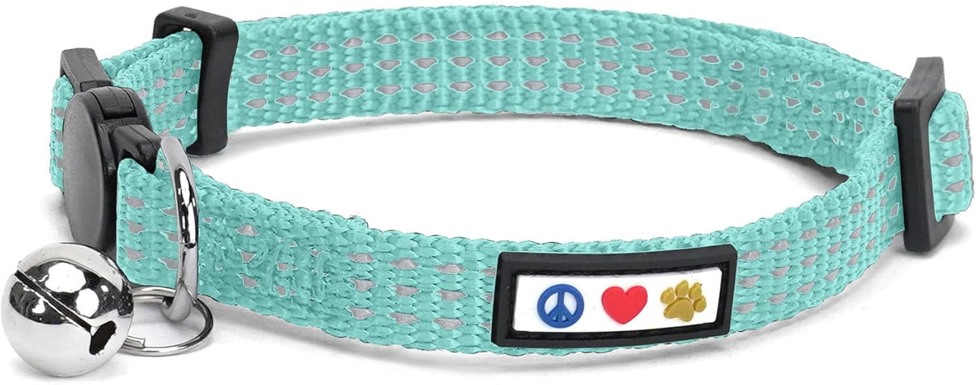 Reflective Cat Collar with Safety Buckle and Removable Bell Cat Collar Kitten Collar Teal Cat Collar