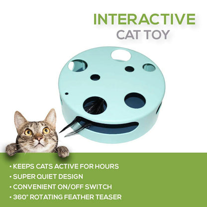 Interactive Cat Toy, Electric Smart Random Spinning Rotating Feather Cat Toys