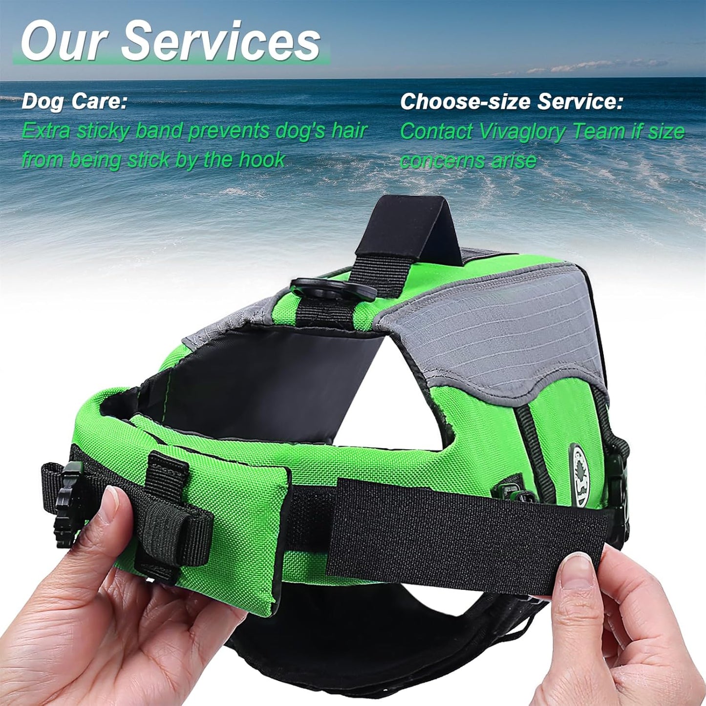 Dog Life Jacket with Removable Front Float, Life Vest for Dogs with Reflective Trims & Extra Padding for Swimming & Boating, Bright Green, S