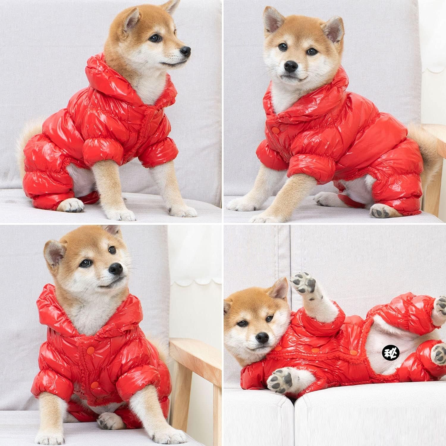 Winter Puppy Dog Coat Waterproof Windproof Dog Clothes Cold Weather Dog Snowsuit Warm Fleece Dog Apparel for Dog Jacket for Small Dogs Red XS