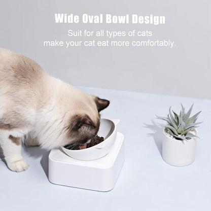 Raised Cat Food Water Bowl Elevated Cat Bowl with Detachable Stand, No Slip Pet Food Feeder Bowl, 0-30°Adjustable Tilted Cat Dog Dish Bowl Stress-Free, Protecting Spine