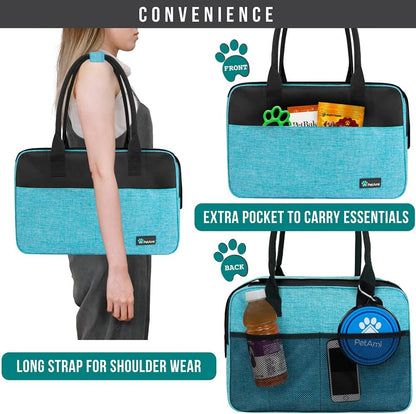 Dog Purse Carrier for Small Dogs, Airline Approved Soft Sided Pet Carrier with Pockets, Ventilated Dog Carrying Bag for Puppy Cat, Dog Travel Supplies Bag, Sherpa Bed, Max 12 Lbs, Teal Blue