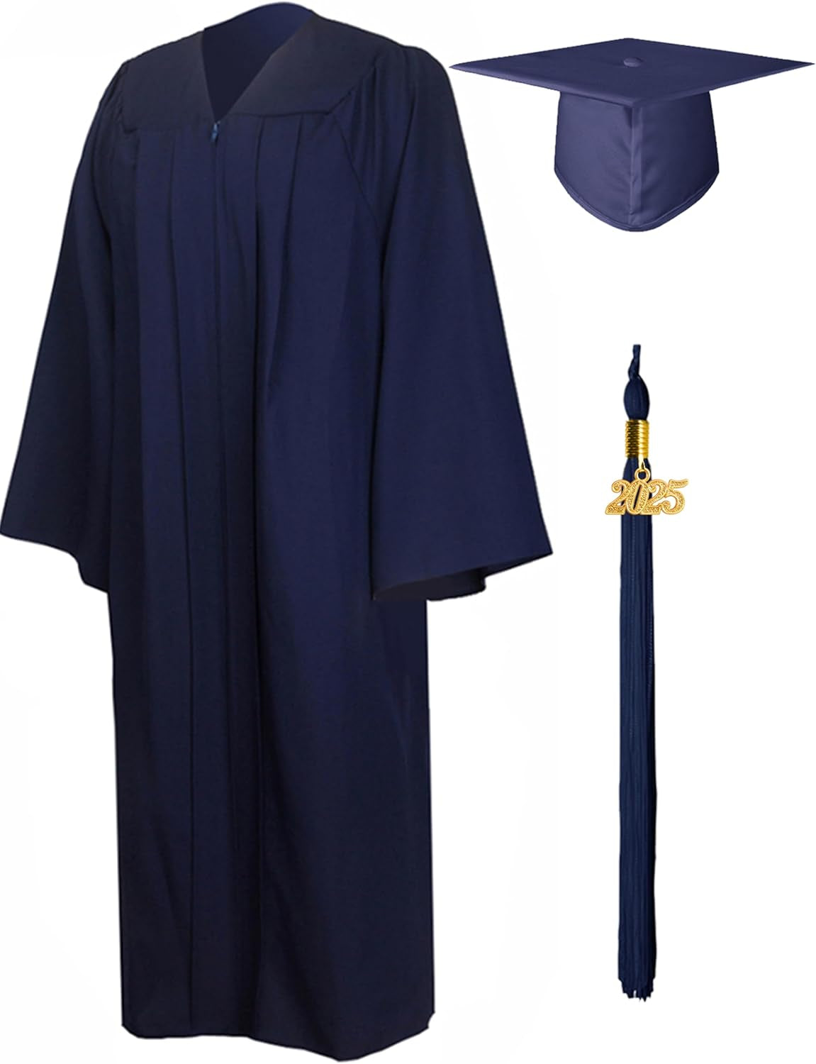 Matte Graduation Gown Cap Tassel Set 2025 for High School and Bachelor