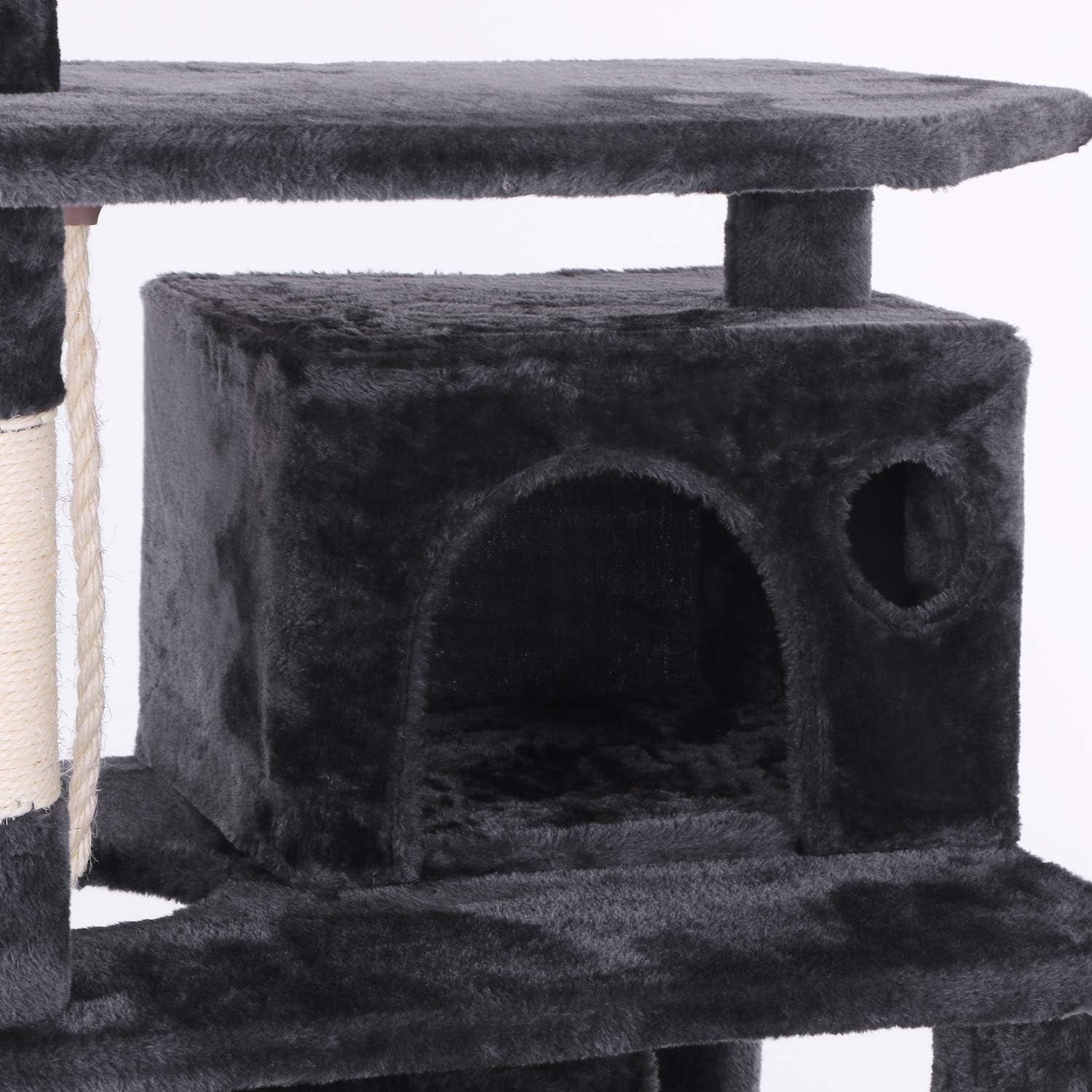 Cat Tree Condo Furniture Kitten Activity Tower Pet Kitty Play House Playground with Sisal Scratching Posts Perch Hammock Tunnel Grey MMJ02H