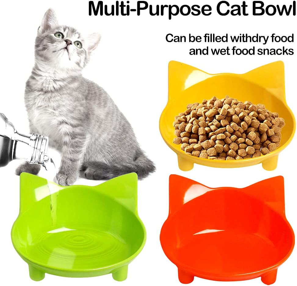 Cat Bowls, Non-Slip Food and Water Bowls for Cats & Dogs, Wide & Shallow Design to Prevent Whisker Fatigue, Safe Food-Grade Pet Dishes for Kittens, Puppies, Rabbits