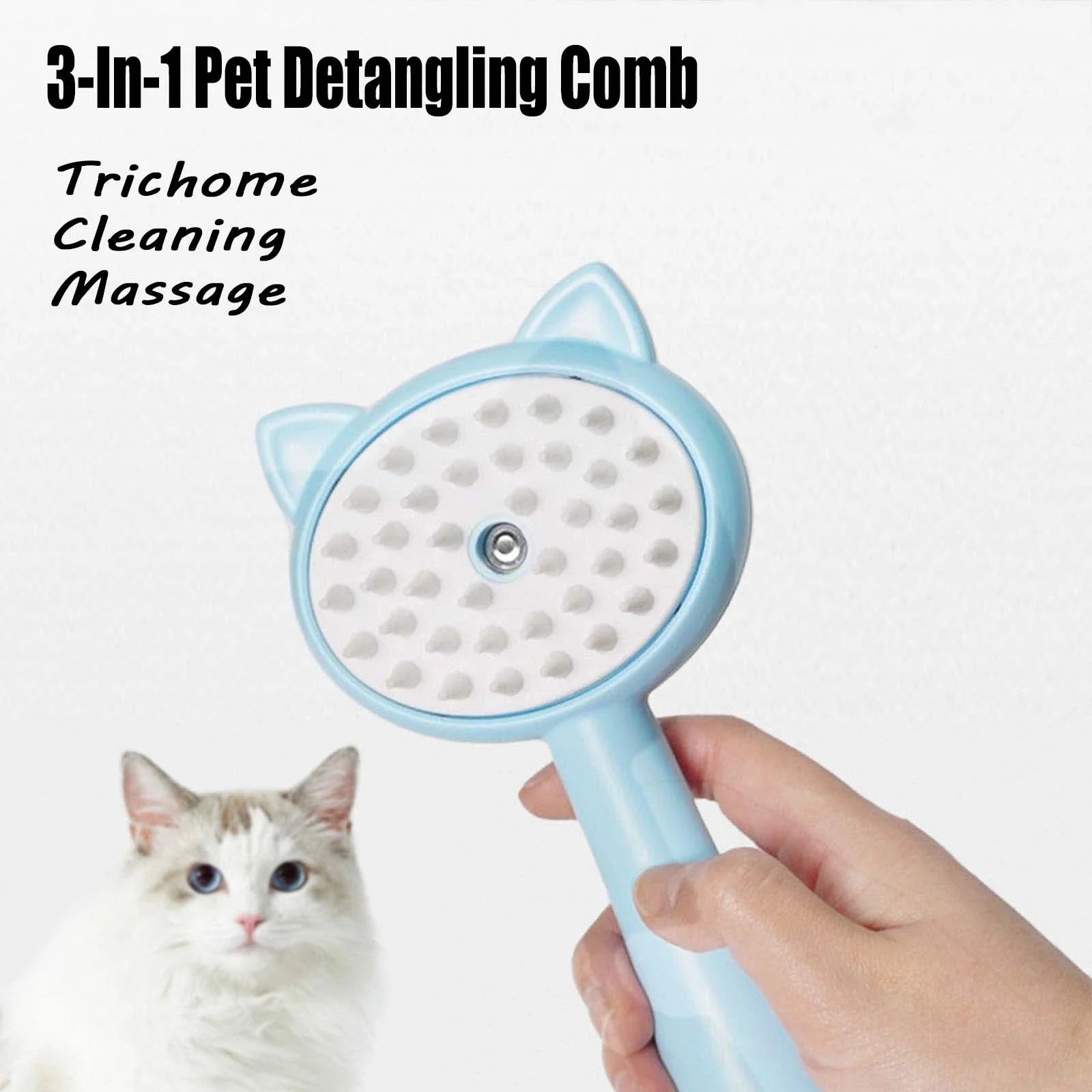 Cat Brush - 3 In1 Cat Steamy Brush, Cat Steamy Brush, Cat Steamer Brush for Massage 2024 New Self Cleaning Steam Cat Brush 3 in 1 Cat Comb for Long & Short Haired Cats Dog Massage Removal