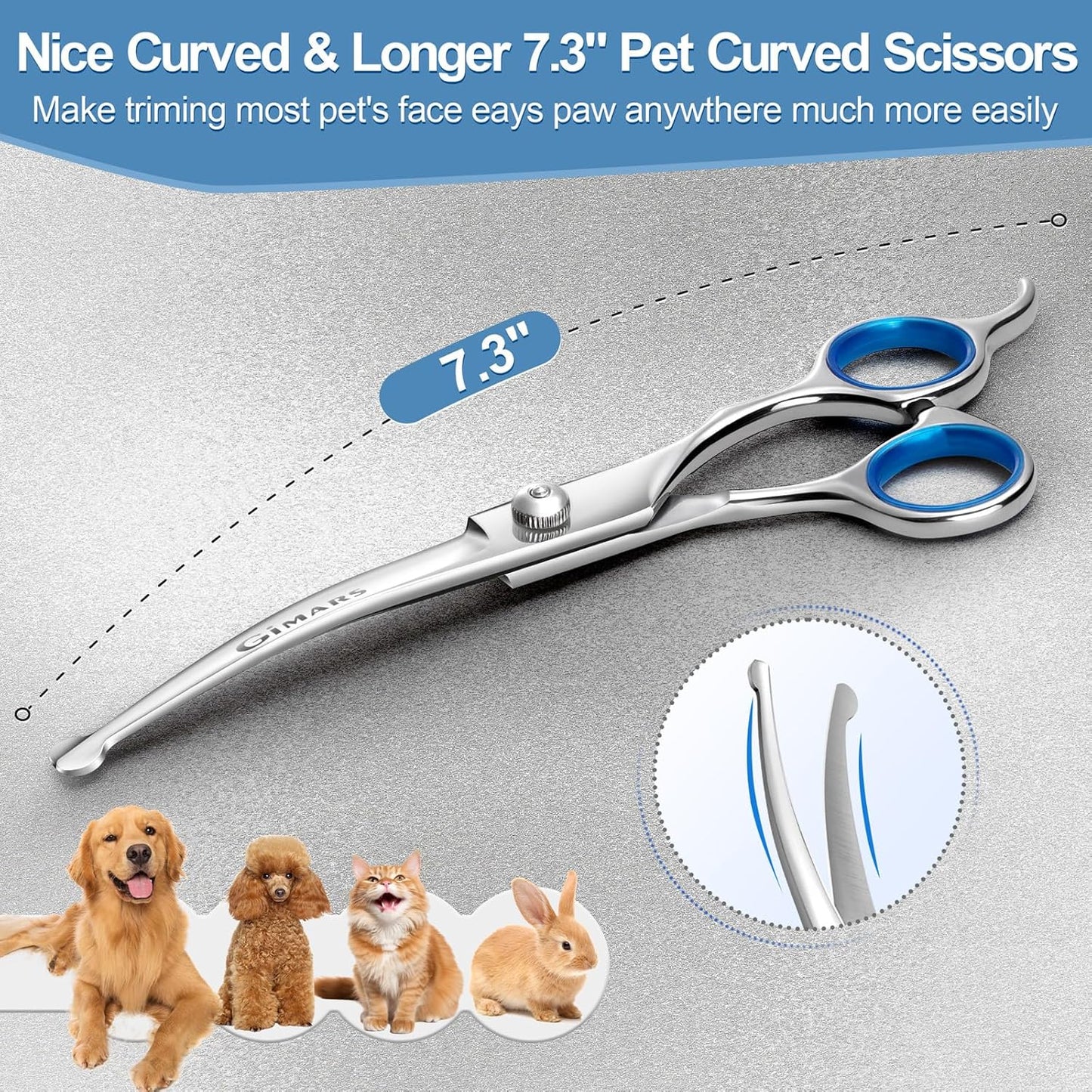 Titanium Coated Professional 6 in 1 4CR Stainless Steel Dog Grooming Scissors with Safety round Tip, Heavy Duty Pet Grooming Scissor for Dogs, Cats and Other Animals