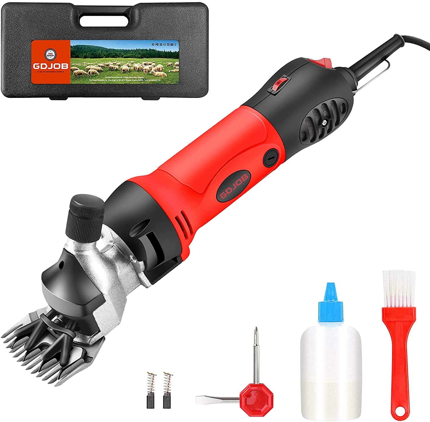 Sheep Shears,500W Professional Electric Sheep Shearing Clippers, 6 Speed Heavy Duty Farm Livestock Grooming Kit for Sheep Alpacas Goats and Thick Coat Animals Haircut