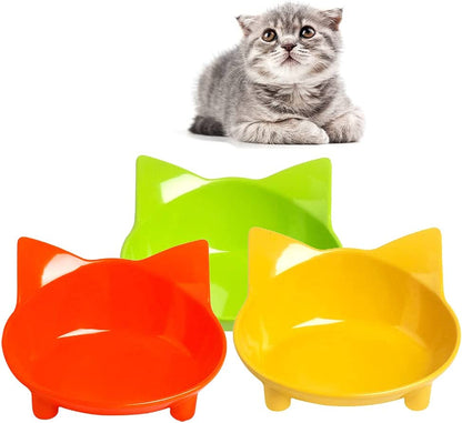 Cat Bowls, Non-Slip Food and Water Bowls for Cats & Dogs, Wide & Shallow Design to Prevent Whisker Fatigue, Safe Food-Grade Pet Dishes for Kittens, Puppies, Rabbits