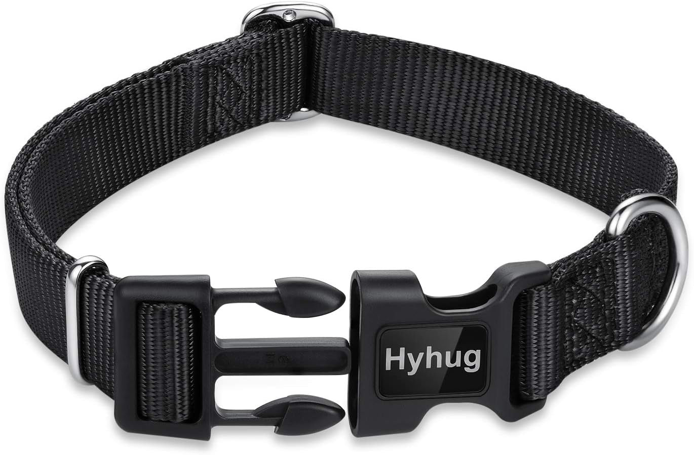 Dog Collar with Quick Release Buckle, Heavy Duty Nylon, Basic Collar for Medium Dogs Daily Use Walking Jogging(Medium, Black)