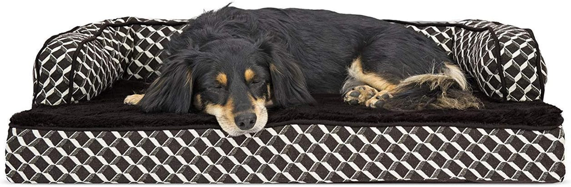 Orthopedic Dog Bed for Medium/Small Dogs W/ Removable Bolsters & Washable Cover, for Dogs up to 35 Lbs - Plush & Woven Decor Comfy Couch Sofa - Diamond Brown, Medium