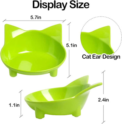 Cat Bowls, Non-Slip Food and Water Bowls for Cats & Dogs, Wide & Shallow Design to Prevent Whisker Fatigue, Safe Food-Grade Pet Dishes for Kittens, Puppies, Rabbits