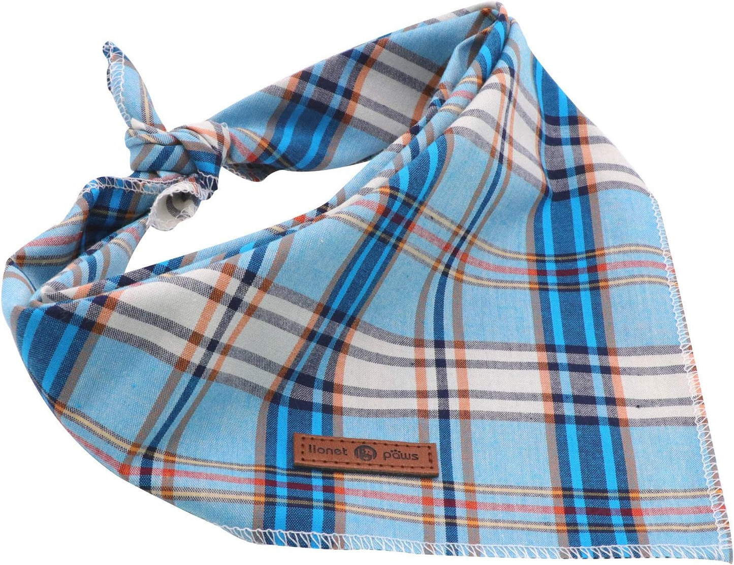 Dog Bandana for Small Medium Large Dogs, Cat Dog Kerchief Blue Plaid, Dog Triangle Bibs Scarf for Girl or Boy