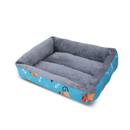 Pet Kennel Practical Easy Access Cat Bed Nest Cartoon Print Pet Bed Autumn Winter Pet Bed Cat Supplies