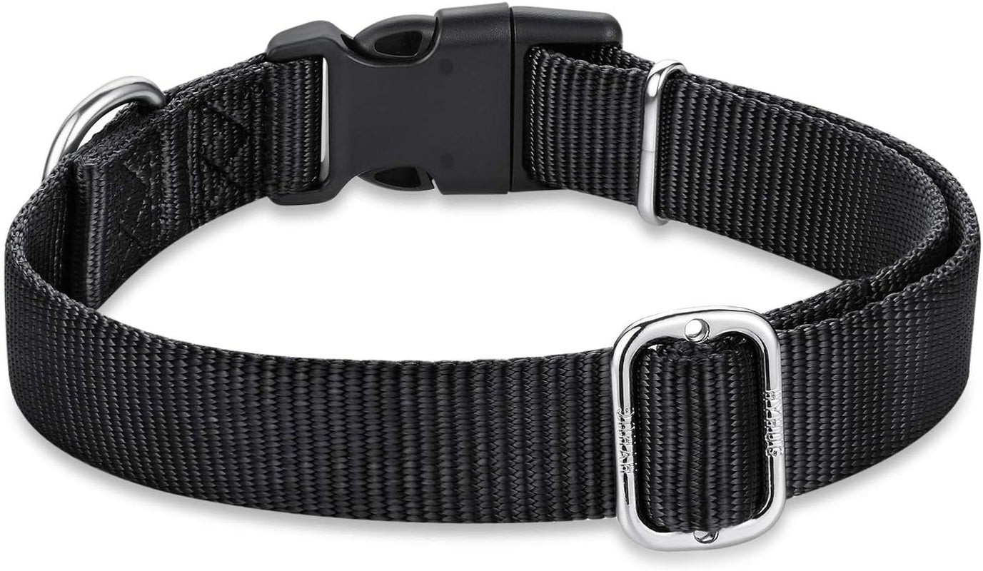 Dog Collar with Quick Release Buckle, Heavy Duty Nylon, Basic Collar for Medium Dogs Daily Use Walking Jogging(Medium, Black)