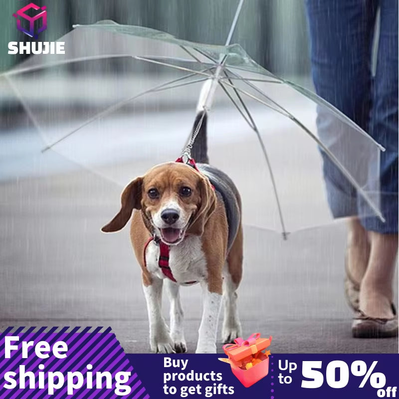 2022 New Pet Umbrella Leash Rainproof Snowproof Dog Umbrella Leash for Small Dogs Adjustable Doggy Umbrella