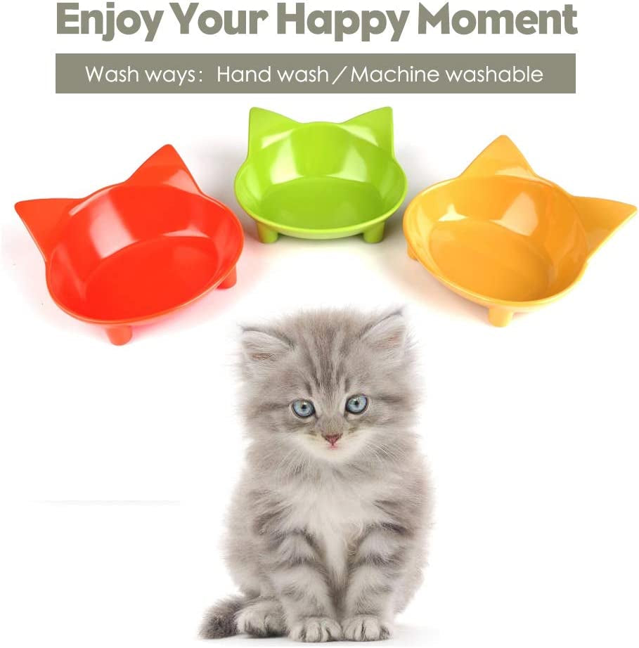 Cat Bowls, Non-Slip Food and Water Bowls for Cats & Dogs, Wide & Shallow Design to Prevent Whisker Fatigue, Safe Food-Grade Pet Dishes for Kittens, Puppies, Rabbits