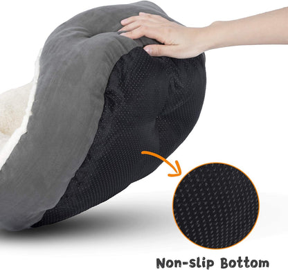 Small Dog Bed, Cat Bed for Indoor Cats, Puppy Beds for Small Dogs, Washable Anti-Slip Bottom Flannel Grey Cat Beds 20 Inch