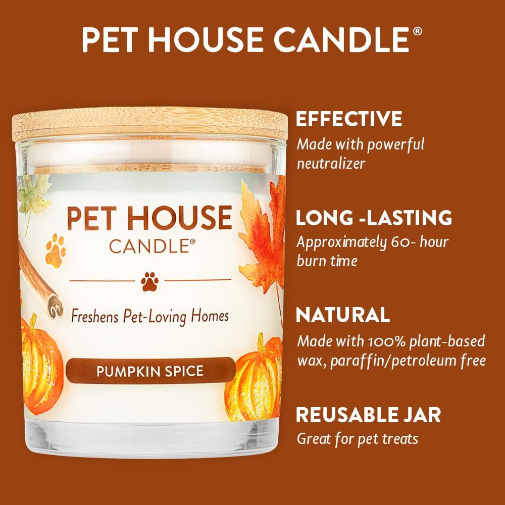 Pet House Pumpkin Pie Candle 2 Pack - Plant-Based/Soy Candle - Clean Burning Scented Candles, Long Lasting Pet Odor Pumpkin Candle for Home