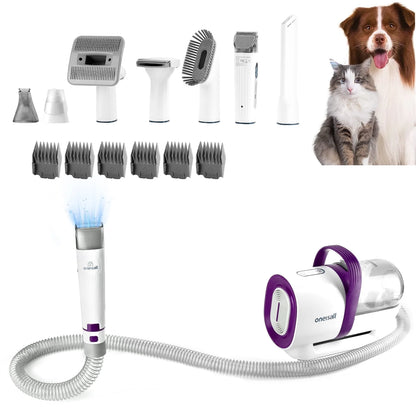 7 in 1 Dog Grooming Kit, Low Noise Pet Grooming Vacuum with 1.5 L Dust Cup, Dog Vacuum for Shedding Grooming, with 7 Professional Grooming Tools for Dogs Cats Pet Hair &Home Cleaning, Purple