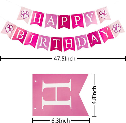 Dog Birthday Party Supplies Bandana Hat Banner Set Boy Girl Cute Bow Tie Scarf Dog Birthday Decorations (Pink，Dog Girl)