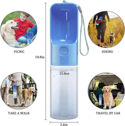 Dog Water Bottle Dispenser,Water Bottle for Dogs,Portable Dog Water Bottles for Walking Travel Pet Doggie Drinking Cup 15Oz (Blue)