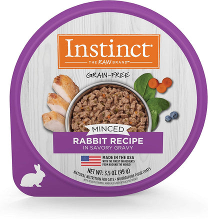 Original Minced Natural Wet Cat Food, Grain Free Recipe - Real Rabbit, 3.5 Oz. Cups (Pack of 12)