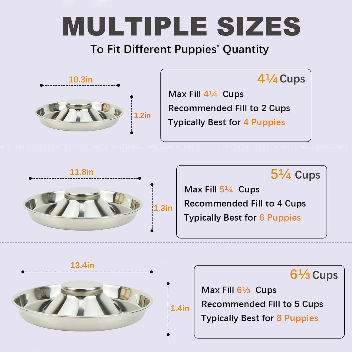 Stainless Steel Puppy Dog Bowls 2 Pack, Pets Puppies Feeding Food and Water Weaning Bowls Dishes Feeder