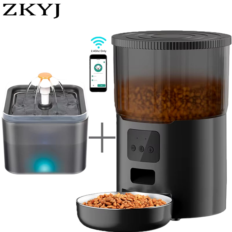 4L Pet Feeder Tuya WIFI Automatic Dog Food Dispenser Smart Cat Feeder 2L Cat Automatic Drinking Fountain Dog Water Feeder