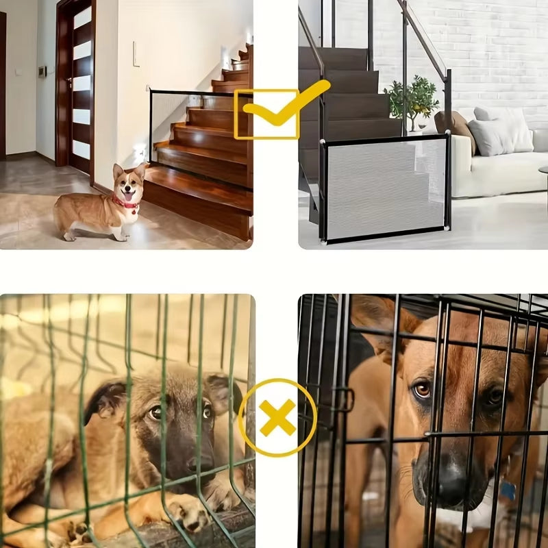 Multi-Functional Pet Safety Gate: Easy Installation Foldable Mesh Fence, Indoor & Outdoor Ventilated Barrier for Home Pet Manage