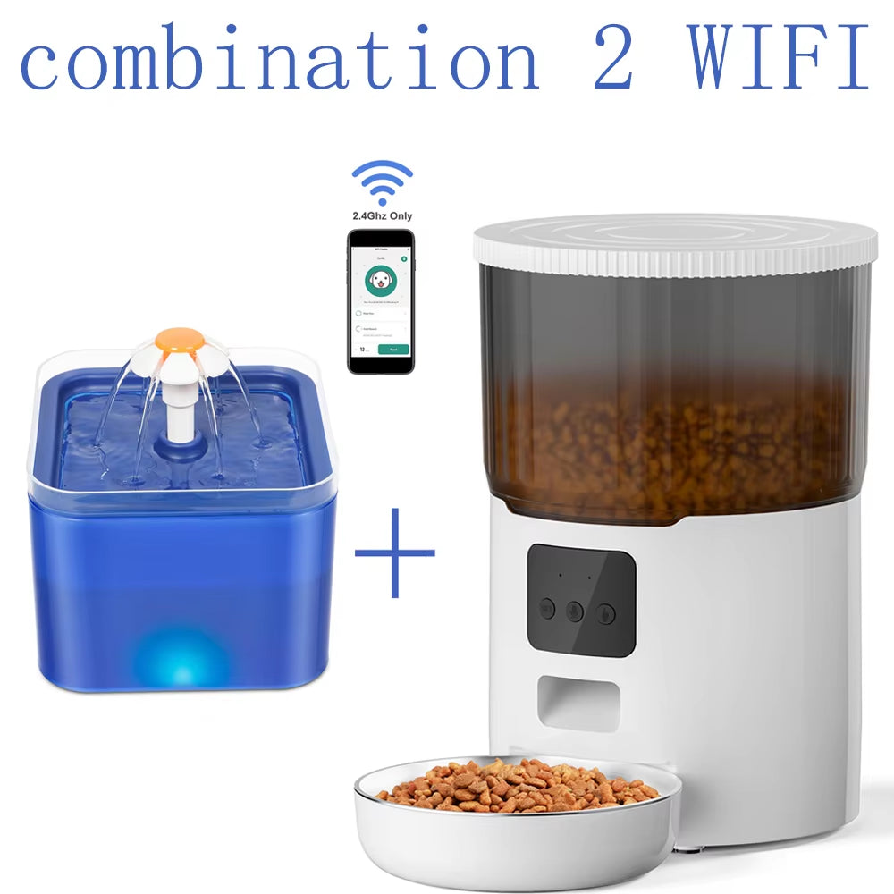 4L Pet Feeder Tuya WIFI Automatic Dog Food Dispenser Smart Cat Feeder 2L Cat Automatic Drinking Fountain Dog Water Feeder