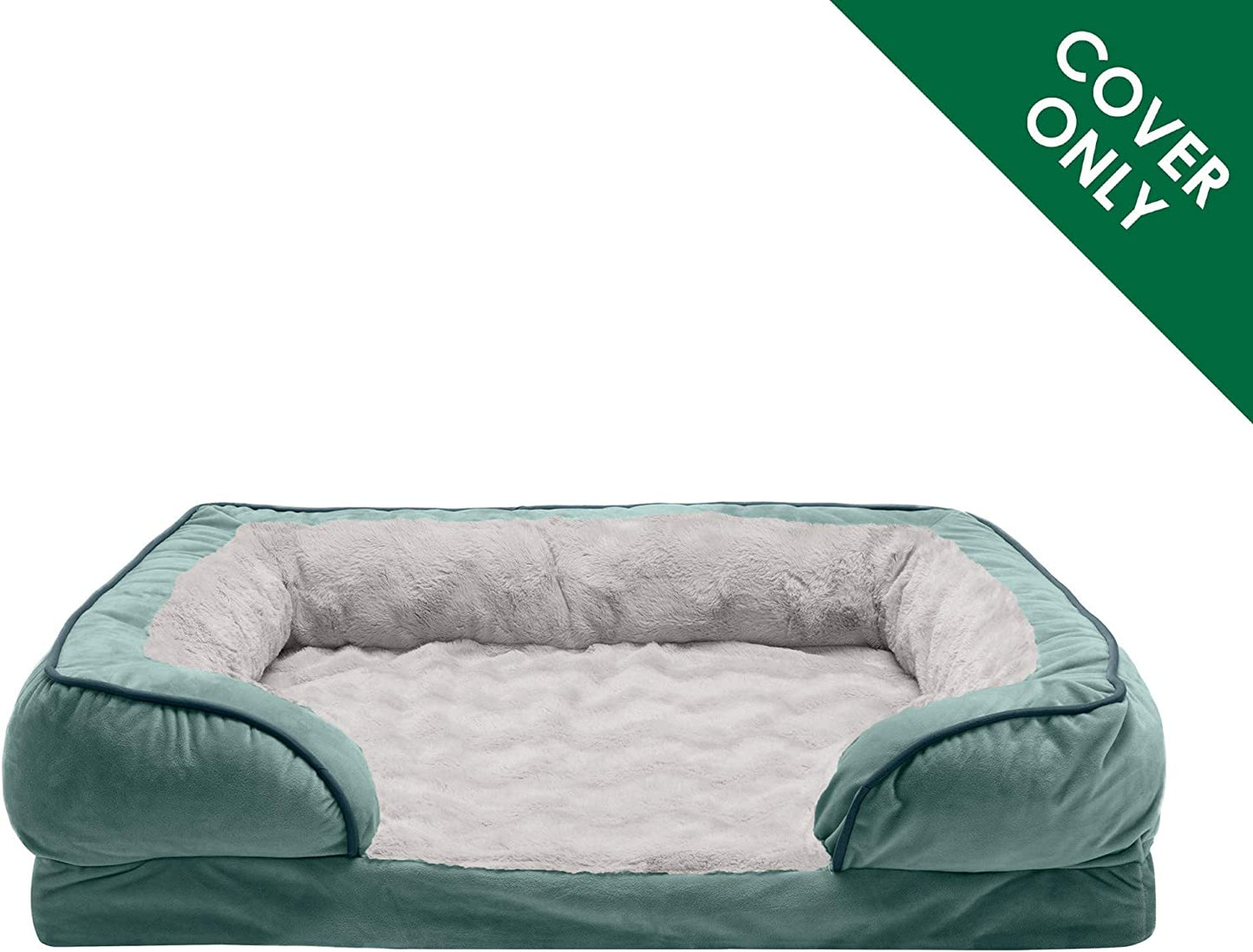 Replacement Dog Bed Cover Perfect Comfort Plush & Velvet Waves Sofa-Style, Machine Washable - Celadon Green, Jumbo plus (Xx-Large)