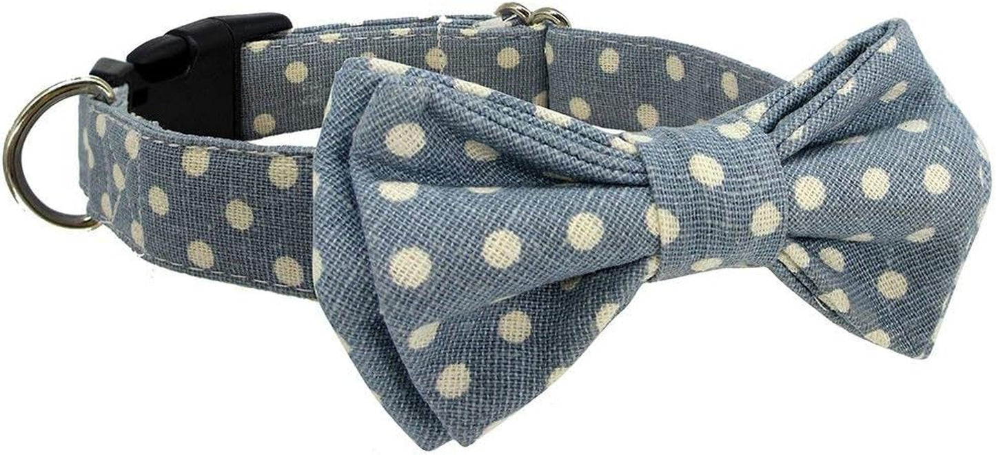 Kebs Kebocis Dog Bow Tie Collar with Detachable Bowtie Adjustable Polka Dots Neck Tie for Medium Dogs, Light Blue