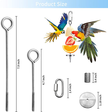 3Pcs Bird Food Holder, Bird Feeder Toy, Stainless Steel Small Animal Fruit Vegetable Stick Skewer, Foraging Hanging Food Feeding Treating Tool for Parrots Cockatoo Cockatiel Cage