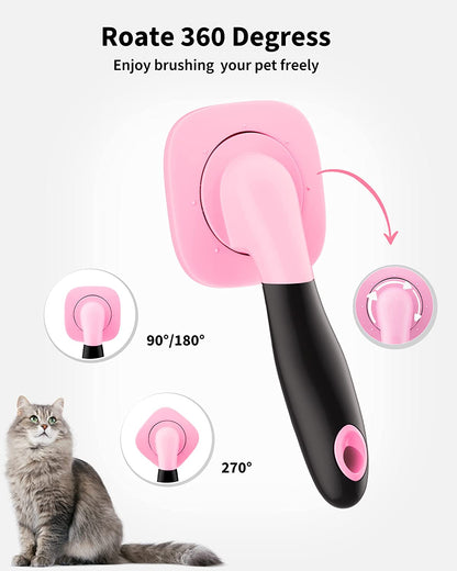 Dog Brush & Cat Brush- Slicker Pet Grooming Brush- Shedding Grooming Tools(Pink)