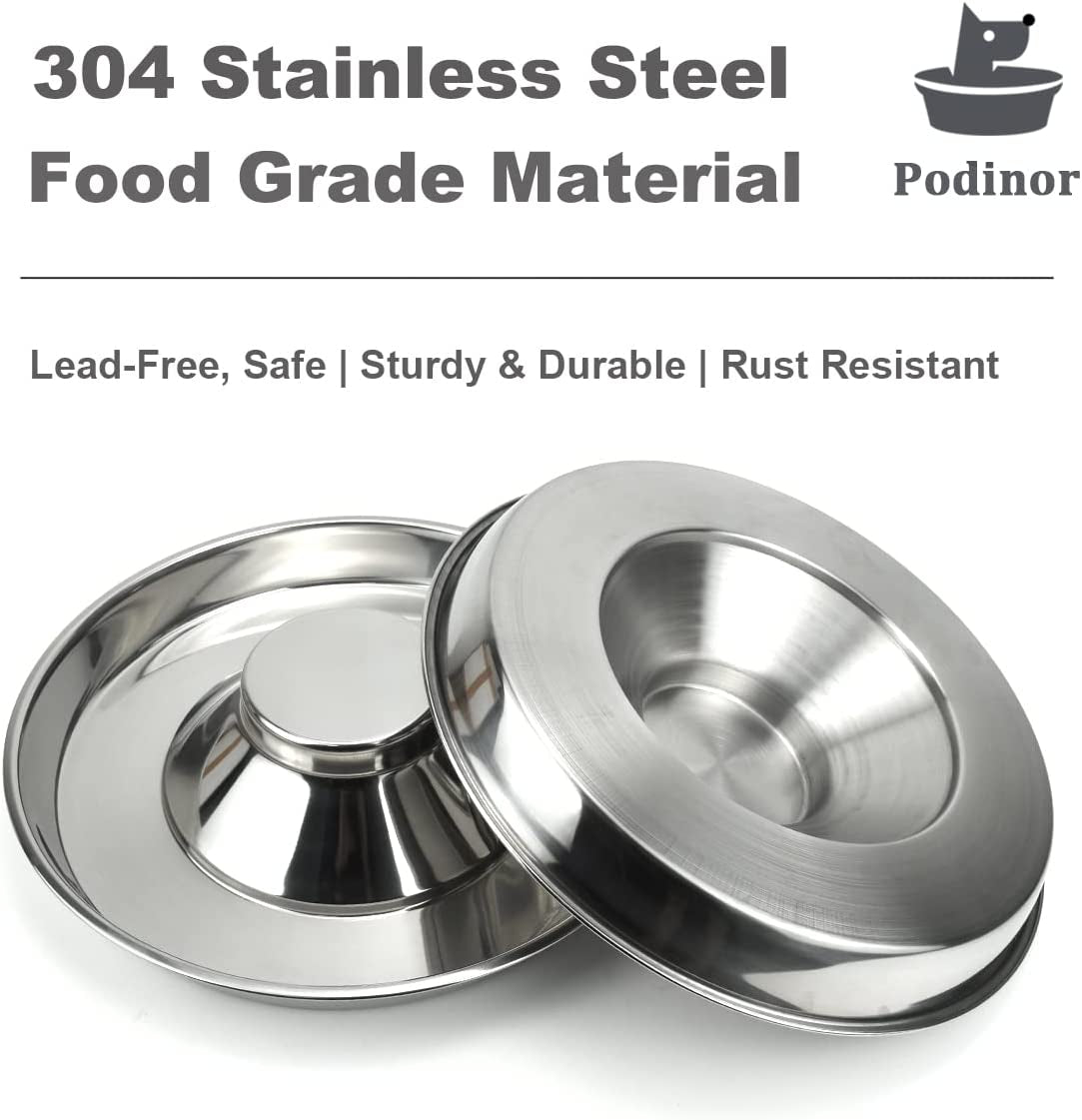 Stainless Steel Puppy Dog Bowls 2 Pack, Pets Puppies Feeding Food and Water Weaning Bowls Dishes Feeder