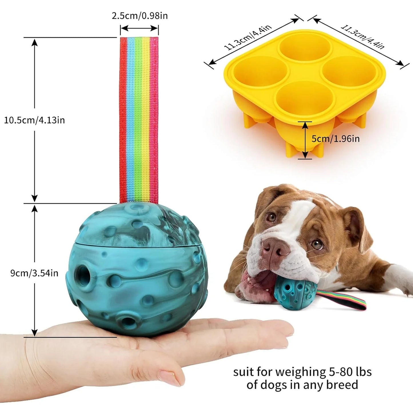 Dog Toys, Treat Dispensing Dog Toy, Large Chew Toy, Freezable Fillable Rubber Dog Toys, Reduces Anxiety Dog Treat Dispenser Easy to Clean, Interactive Dog Puzzle Play Toy Set