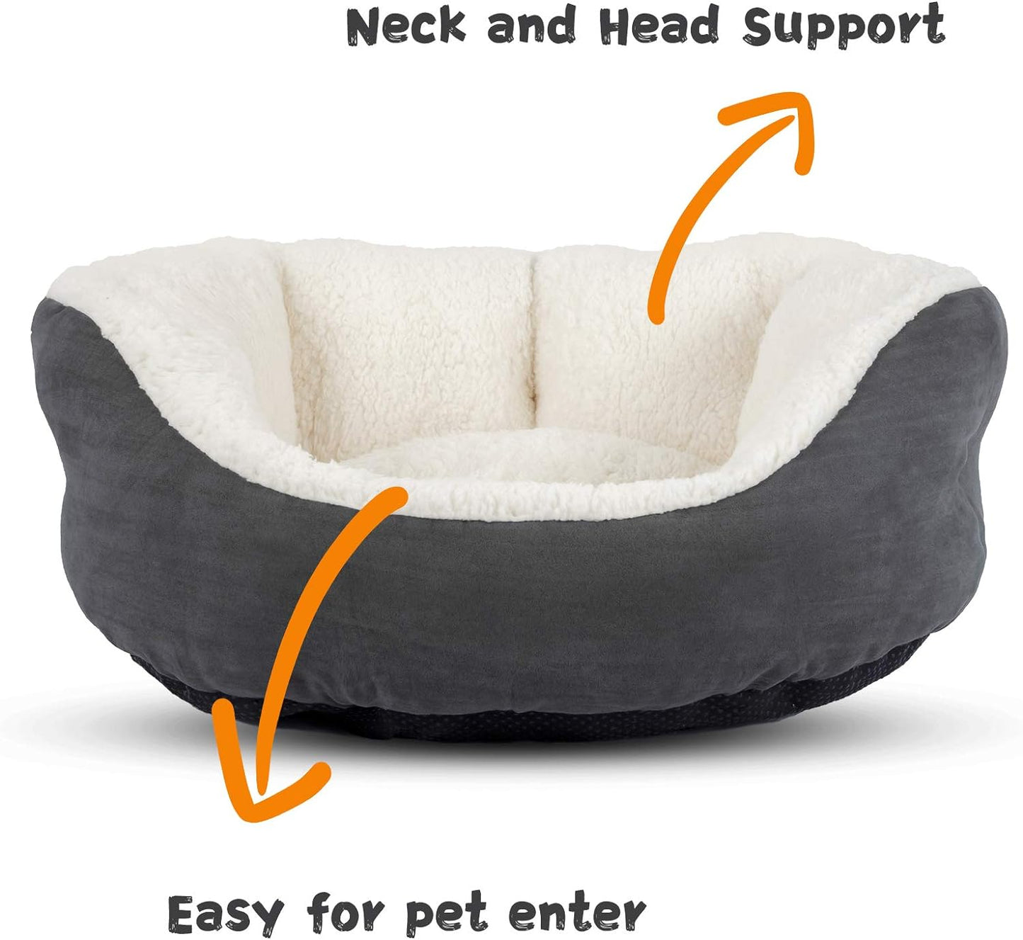 Small Dog Bed, Cat Bed for Indoor Cats, Puppy Beds for Small Dogs, Washable Anti-Slip Bottom Flannel Grey Cat Beds 20 Inch