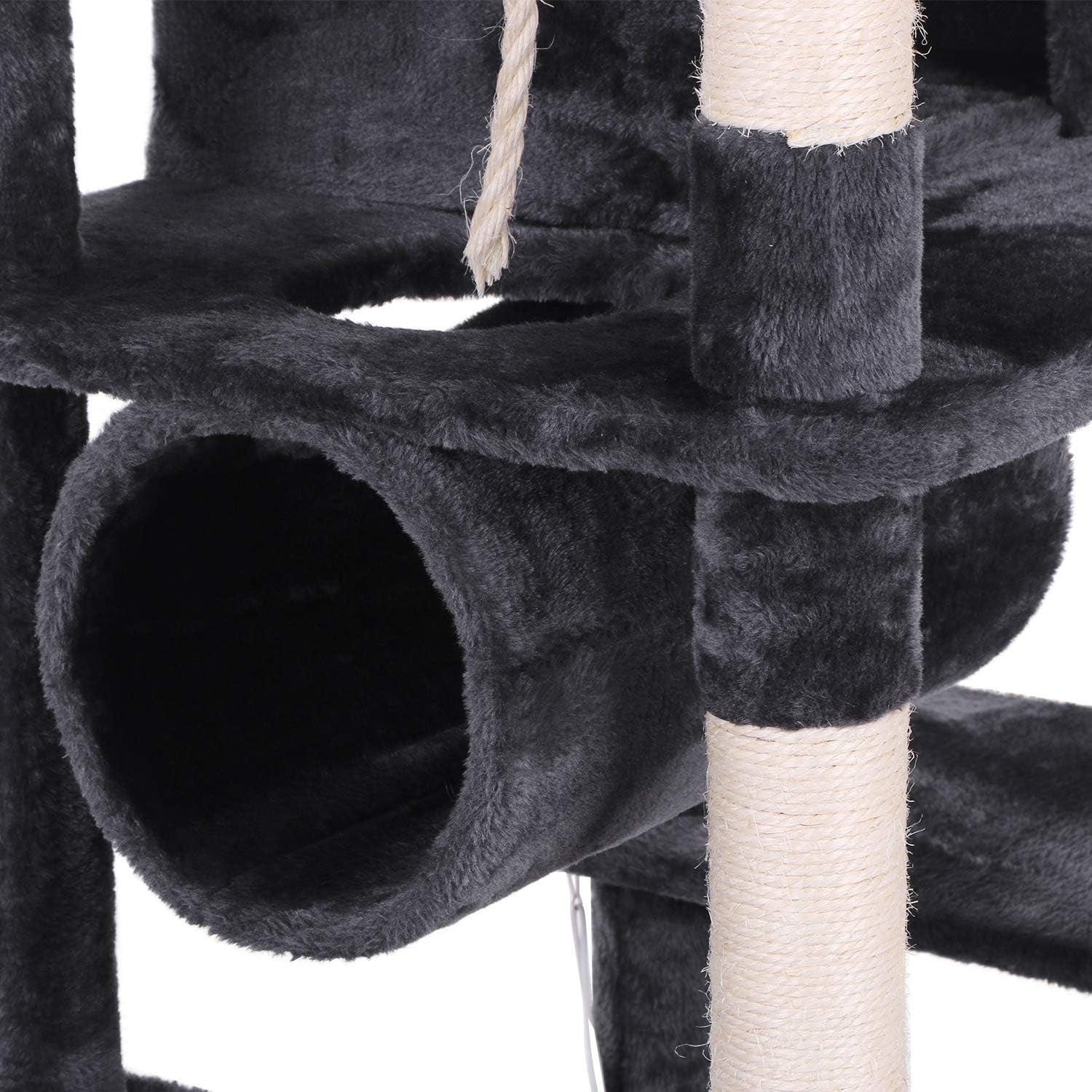 Cat Tree Condo Furniture Kitten Activity Tower Pet Kitty Play House Playground with Sisal Scratching Posts Perch Hammock Tunnel Grey MMJ02H