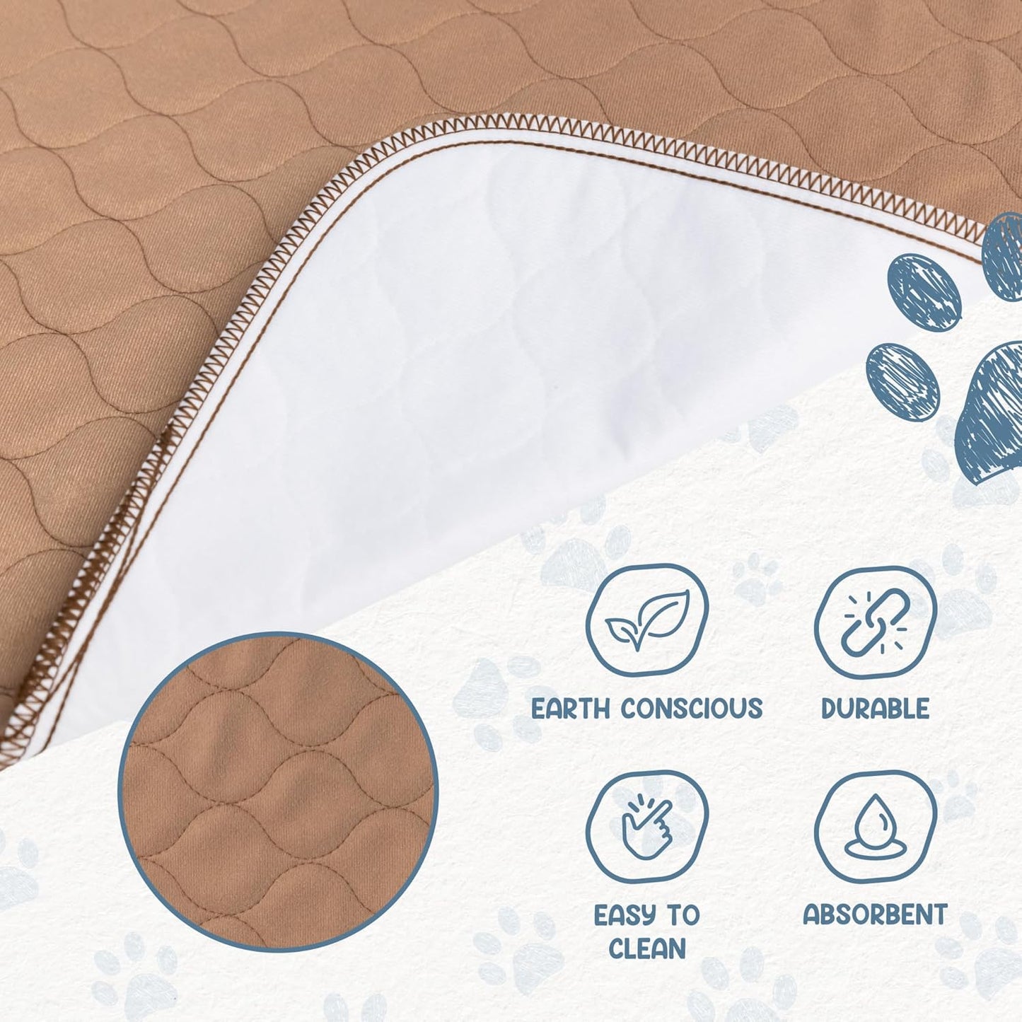 Reusable Dog Pee Pad, Washable Waterproof Mat for Dog Potty Training or Whelping Pad, Round, 48 Inch