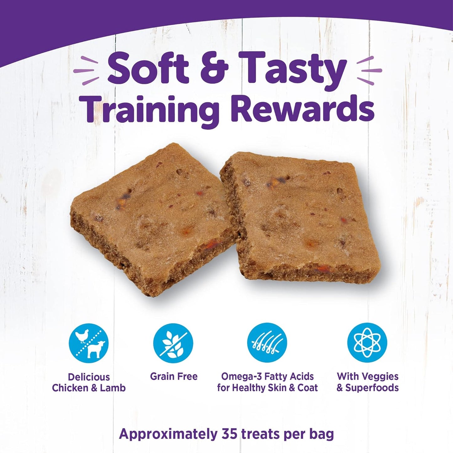 Rewarding Life Grain-Free Soft Dog Treats (Previously Wellbites), Made in USA with Natural Ingredients, Ideal for Training (Chicken & Lamb Recipe, 6-Ounce Bag)